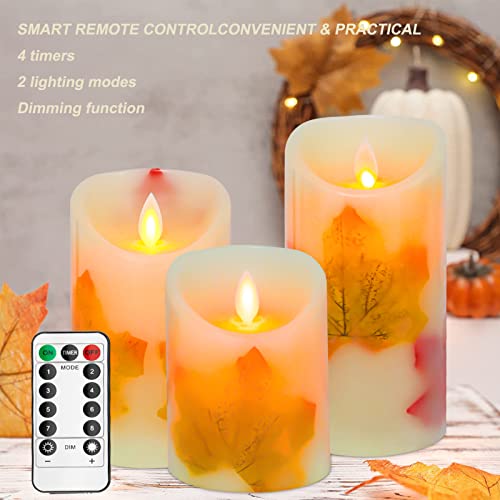 Veeki Flameless Candles Light, Battery Candles Warm White Flameless Pillar Candles Moving Wick Flameless Candles Flickering Led Candles With Remote Control Timer Decorative Candles (Maple Leaf) #TOP1