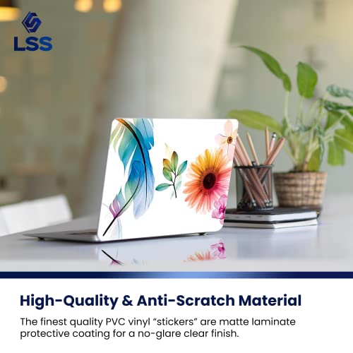 Image of LSS 15 15.6 Inche Laptop Notebook Skin Sticker with 2 Wrist Pads - Reusable Cover Protector Vinyl Sticker Cover Decal Fits 13 inch - 16 inch HP Asus Acer Samsung - Daisy Flower Leaves Floral