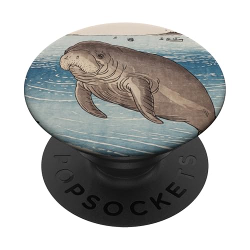 Lamantin d'art japonais Kyosai Vintage Japon PopSockets PopGrip Adhésif