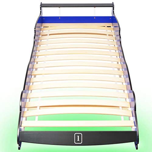 vidaXL Kinderbett mit LED Rennwagen-Design 90x200cm Blau Autobett Jugendbett