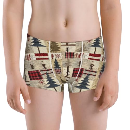 Boys' Cotton Boxer Brief Soft Underwear-Rustic Plaid Forest Lodge