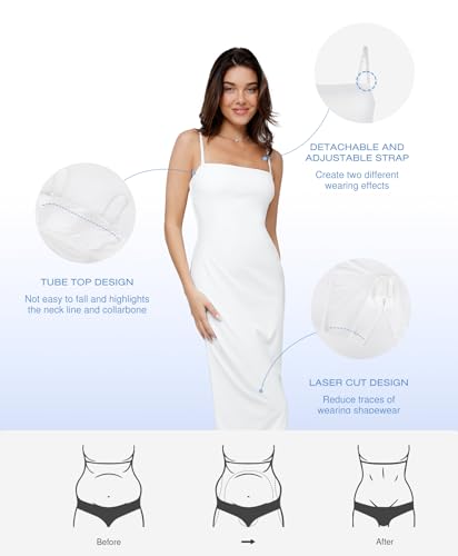 Image of Popilush Bachelorette Dress Maxi Shapewear Dress Long Dresses Built-in Bra Strapless Bodycon Tube Wedding Guest Summer Blue