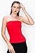Kurve Women’s Strapless Tube Top - Side Ribbed Medium Length Seamless Bandeau Stretchy Sexy Bra Tops, UPF 50+ (Made in USA), Red, X-Small/Medium