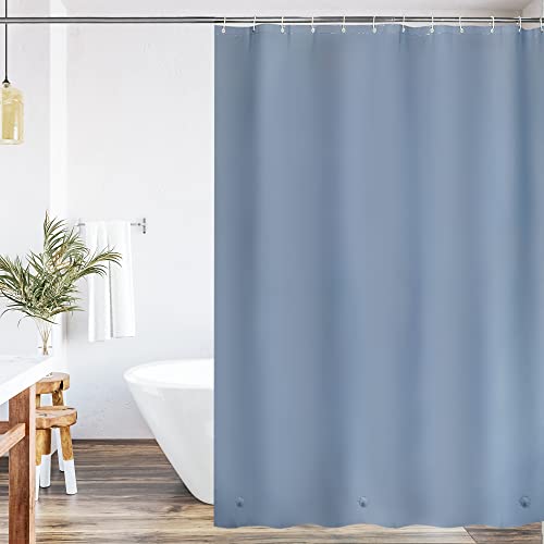 Qidordour Shower Curtain Liner, Bathroom Shower Curtains Set With Hooks, 71" X 71" Waterproof Peva Bathtub Curtain With Magnets, Bath Tub Shower Stall Curtains For Hotel, Gym, Dorm, Toilet, Grey Blue #TOP22