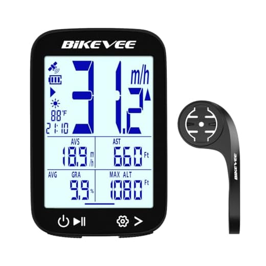 Bikevee Bike Speedometer GPS Wireless Cycling Computer – Auto Start/Stop, Auto Backlight, Waterproof Bicycle Odometer MPH KM/H, 2.4" LCD Display, Out Front Extended Mount - Balck