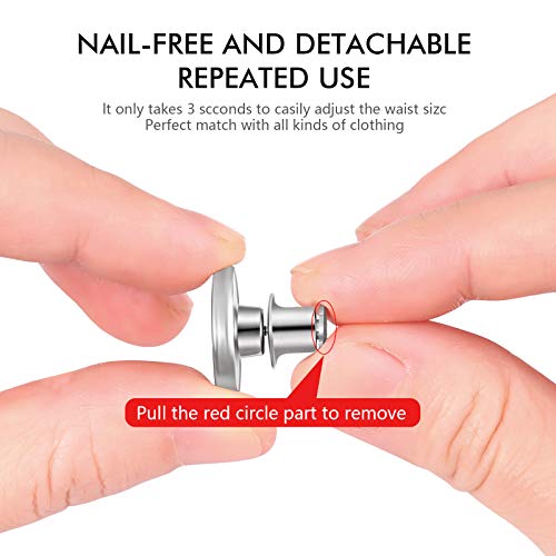 12 Sets Button Pins For Jeans, Jean Buttons Pins For Loose Jeans, No Sew And No Tools Instant Replacement Snap Tack Pant Button, Ceryvop Reusable And Adjustable Metal Pants Button Tightener #TOP6