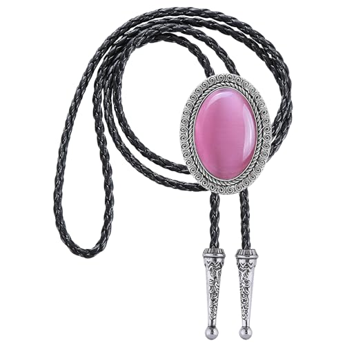Image of Jeilwiy Bolo Tie for Men Western Cowboy Tie Necklace Gold Bolo Tie Leather Necktie Halloween Tie Accessories for Women