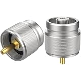 DALQUIS 2 Pcs Camping Stove Adapter, LPG Canister Adapter, 1 Lb Propane Tank Input EN417 Lindal Valve Output Propane to Butane Adapter for Backpacking Stove Portable Burner Heater (Silver)