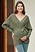 OUGES Womens Soft Cotton Blend Maternity Sweater Wrap V Neck Long Sleeve Elegant V Back Maternity Clothes Trendy Nursing Shirts Blouse Fall Tops Pregnancy Outfits with Belt(Gray Green,XXL)