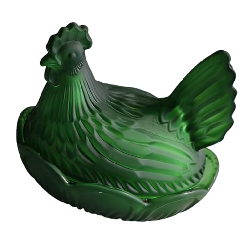 Caja de caramelos de cristal para gallina en nido, tarros de dulces con tapa, plato cubierto, decoración de mesa, plato de postre, tarros de regalo con tapa decorativa