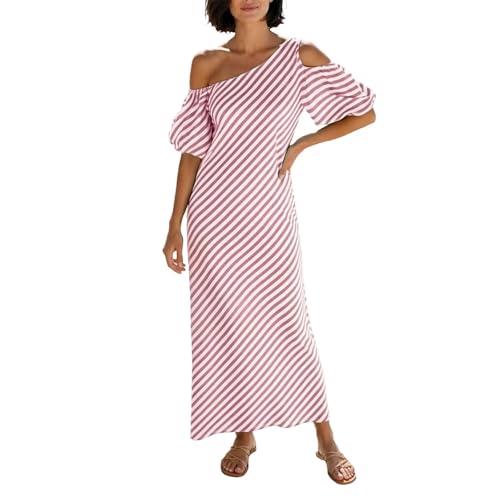 Robe d'été rayée à épaules dénudées fluide pour rester fraîche sans sacrifier l'élégance