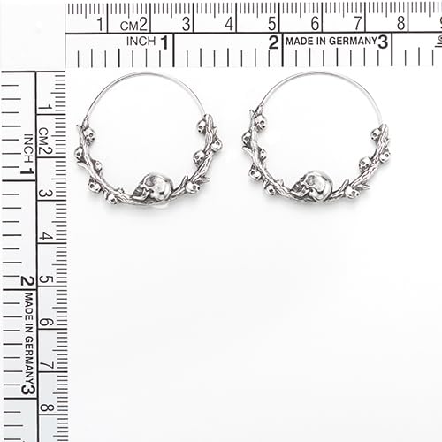 Stainless Steel Hoop Earrings with Skulls, Circle Huggie Hinged for Women4