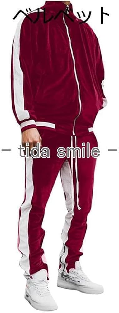 Amazon | メンズ ジップ トップ 男女兼用 上下セット ズボン 1本ライン Amazon | メンズ ジップ トップ 男女兼用 上下セット ズボン 1本ライン