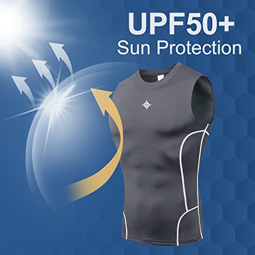 Milin Naco Sleeveless Compression Shirts For Men Compression Undershirts Dry Fit Compression Shirts Upf 50+ Rash Guard #TOP2