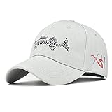 New 3D Stereo Fish Bone Embroidery Baseball Cap Men and Women Outdoor Camouflage Print Baseball Cap Dad Cap (White)