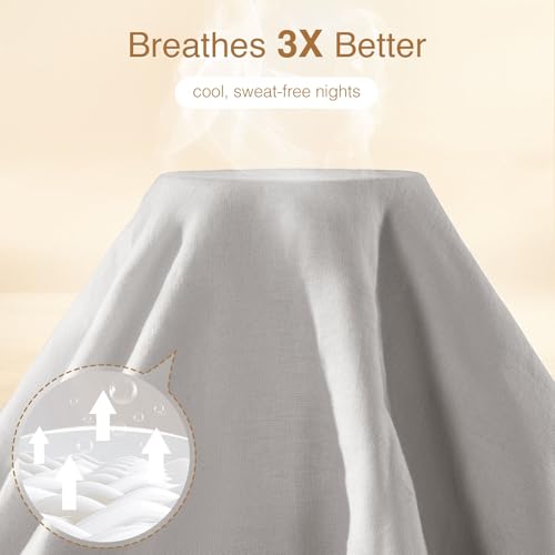 SONORO KATE 100% French Linen Duvet Cover Full Size, Soft Breathable for Hot Sleepers, Moisture Wicking & Durable Cover Set - Zipper Closure & 4 Corner Ties Duvet Covers 3 Piece (Grey,Full)