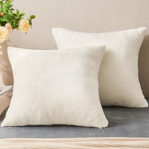 Image of BEDELITE Velvet Pillow Covers with Zipper, Off White, 26x26 Inches, 2 Pack