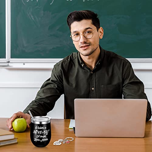 24 Pcs Teacher Appreciation Gifts In Bulk For Women Wine Tumbler Set Thank You Teacher Gifts Tumbler Cup 12Oz Mug Tumbler 8 Heart Key Chains 8 Socks Valentines Birthday Retirement Gift (Colorful) #TOP3