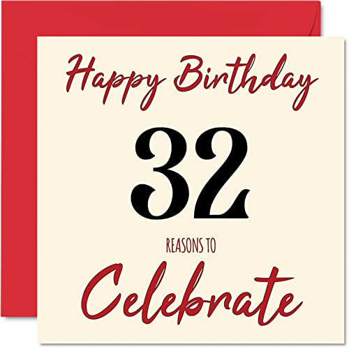 Divertidas tarjetas de cumpleaños 32 para hombres y mujeres, Reasons To - Tarjeta de feliz cumpleaños para papá, mamá, hijo, hija, hermano, hermana, tío, tía, primo, tarjetas de felicitación, tarjeta