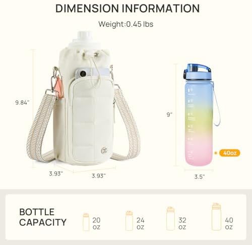 Telena Crossbody Bags for Women Water Bottle Holder with Strap 40oz Crossbody Water Bottle Bags for Walking,Hiking,Cycling White - 2