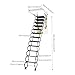Ceiling Mount Attic Ladder, Heavy Duty 660LBS Capacity Retractable Ceiling Pull Down System, 12 Steps Folding Loft Step, 12-Step Hidden Mount Attic Extension Stairs for Garage & Home Attic Access
