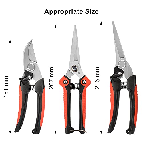 J&D Garden Pruning Set, Professional Hand Pruners Bypass Pruners Cutter Secateurs Pruning Shears Flower Shears Hedge Shears Scissors for Garden Lawn Work, Stainless Steel Blade Spring Lock, 3 Pcs 7 J&D Garden Pruning Set, Professional Hand Pruners Bypass Pruners Cutter Secateurs Pruning Shears Flower Shears Hedge Shears Scissors for Garden Lawn Work, Stainless Steel Blade Spring Lock, 3 Pcs - Image 7
