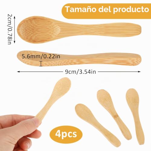 Miniatura 2 de Prasacco 4 Cucharas Pequeñas De Madera, Mini Cucharas De Madera Para Especias Y Miel