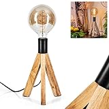 iluminador becca tonos Longitud del cable: 145 cm Becca - Lámpara de mesa de madera y metal en color natural y negro, 1 bombilla E27 de 60 W máx. 27 cm, con interruptor de encendido/apagado en el cable