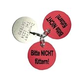 3er Set Anhänger - Bitte NICHT füttern Katzenmarke/Hundemarke 2,5cm rot