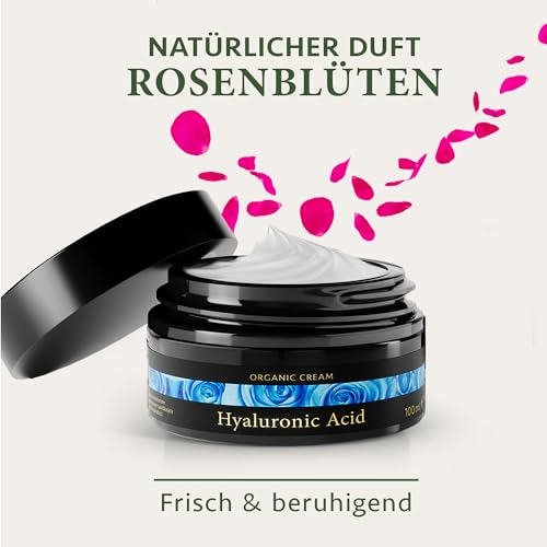 Gesichtscreme mit Hyaluronsäure, Bio Aloe Vera und Vitamin E, 100ml