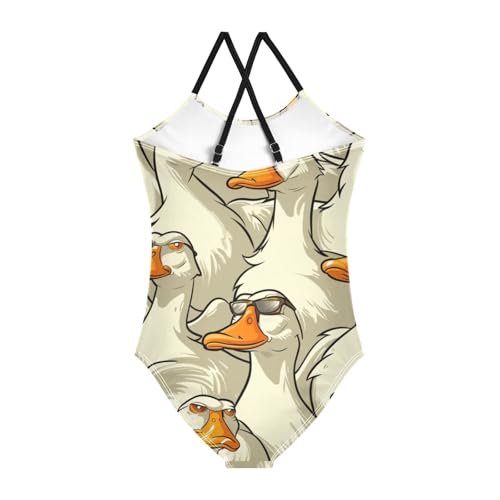 senya Girls Swimsuits Ducks Wearing Sunglasses One-Piece Swimwear Quick Dry Girls Bathing Suits for 3 Years Old2