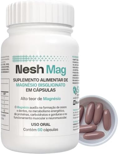 Nesh Mag Bisglicinato de Magnésio - 60 Cápsulas Softgel - Supleme...