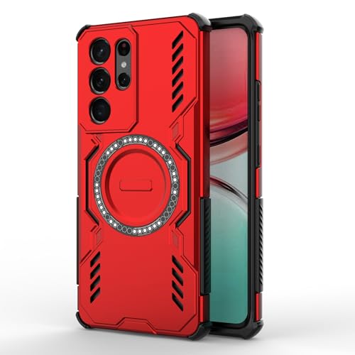 Coque Samsung S21 Ultra 5G antichoc rigide rouge avec support charge sans fil - 4