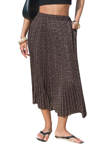 ZXIHZF Women's Linen Blend Midi Skirt Reversible Front-Bac