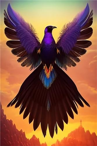 Peinture diamant de qualité supérieure grand format oiseau 90x135cm