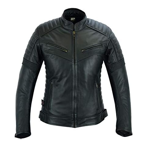 Texpeed Chaqueta de moto de cuero para mujer con protección CE Cover