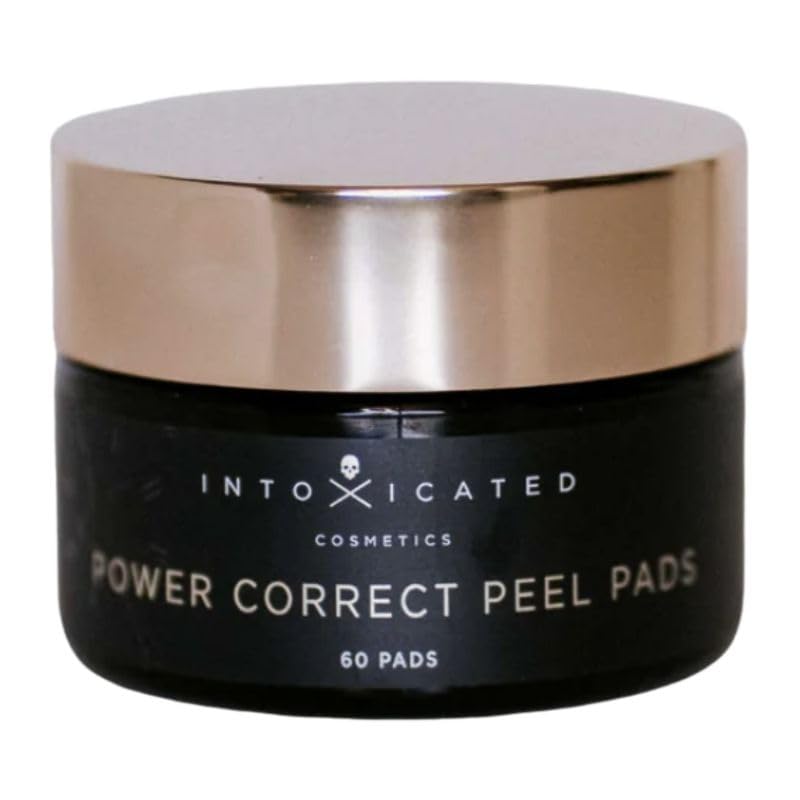 Intoxicated Cosmetics Power Correct Peel Pads - Alpha and Beta Hydroxy Acid Exfoliating Treatment for Fine Lines and Wrinkles - Brightening Pads with Niacinamide and Green Tea Extract for Radiant Skin