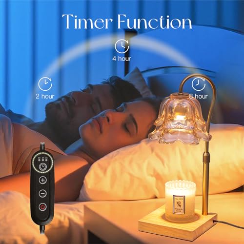 Adjustable Gold Candle Warmer Lamp with Timer and 2 Bulbs - Ideal Home Decor Gift for Women and Moms