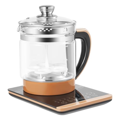 Tetera Eléctrica Multifuncional de Vidrio 1.8L con Infusor y Porta Huevos