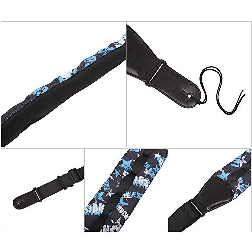 Henniu Alça de ombro tecido Oxford grosso largo comprimento ajustável para baixo guitarra elétrica a