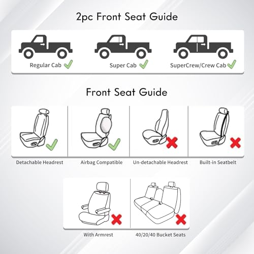 Image of Huidasource Custom Fit Ford F150 Seat Covers Waterproof Fit for 2015-2026 F150 SuperCrew & 2017-2026 F250 F350 F450 Super Duty Crew Cab Pickup XL XLT Lariat King Ranch Platinum(Front Pair /Black&Red)