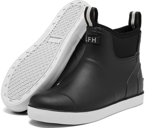 CKWLXQY Women's Deck Boots, Waterproof Ankle Rain Boots with Anti-Slip Traction, Rubber Garden & Fishing Boots for Boating, Camping, Farming & Outdoor Work