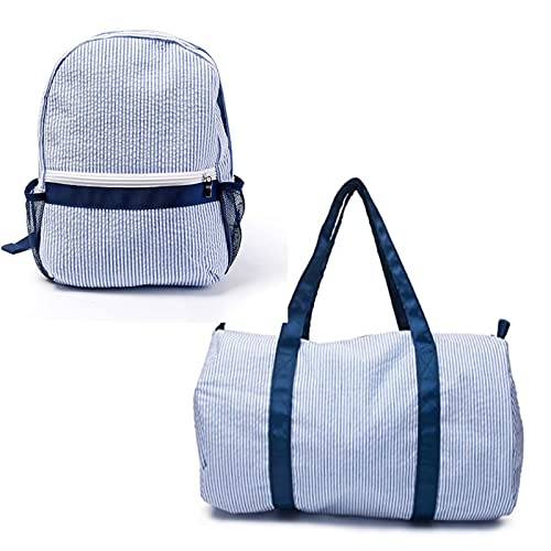BLANKSMALL Kids Toddler Soft Seersucker Backpack - Light Weight Roomy Overnight Weekend Small Duffel Bag