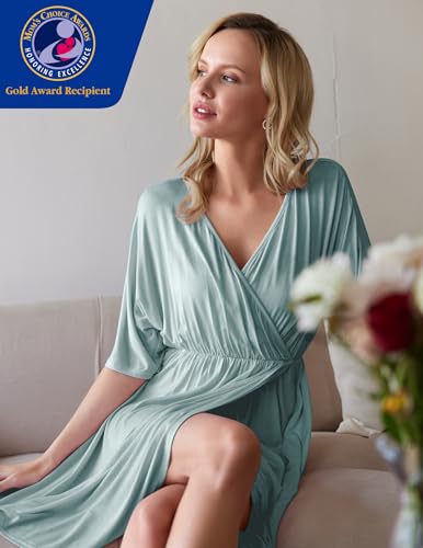 image for Ekouaer 3 in 1 Labor/Delivery/Hospital Gown Maternity Dress Nursing Ni