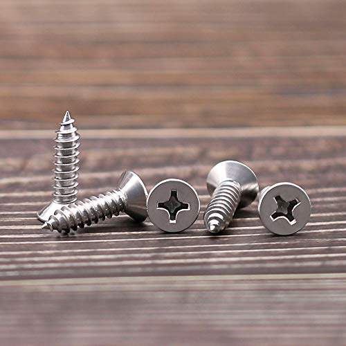 Eastlo AB600304-100 #8 X 3/4 Inch (100 Pcs) Stainless Steel Flat Head Sheet Metal Screws, Phillips Drive Wood Screws, 304 Stainless Steel 18-8, Self Tapping Screws thumb #3