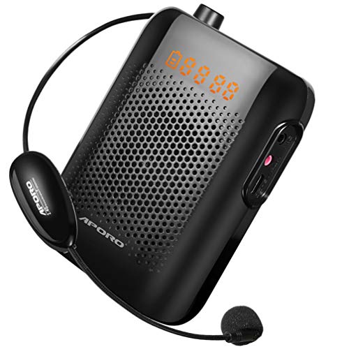 STOBOK Amplificateur de Voix Portable sans Fil avec Affichage à LED Microphone Miniteaching Petit Haut-Parleur Rechargeable pour Guide Touristique Guide Dachat des Enseignants (Noir)