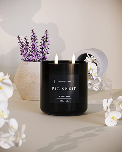 Rakle Candles For Home Scented – Fig Spirit Scented Candle 16.9 Oz – Premium Soy Wax Blend Candle Jar With Lid For Home, Meditation, Aromatherapy – Delightful Long Lasting Scents #TOP2