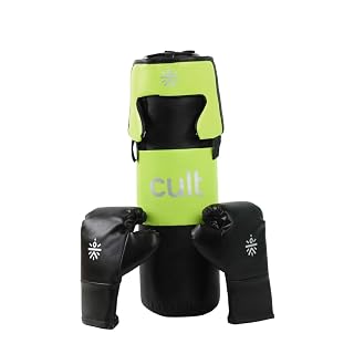 Cult Kids Boxing Kit with Punching Bag, Gloves & Headgear – Durable PU Leather, Safe & Comfortable Training Set for Boys & Girls Ages 5-10 – Ideal for Fitness, Discipline & Fun – Green