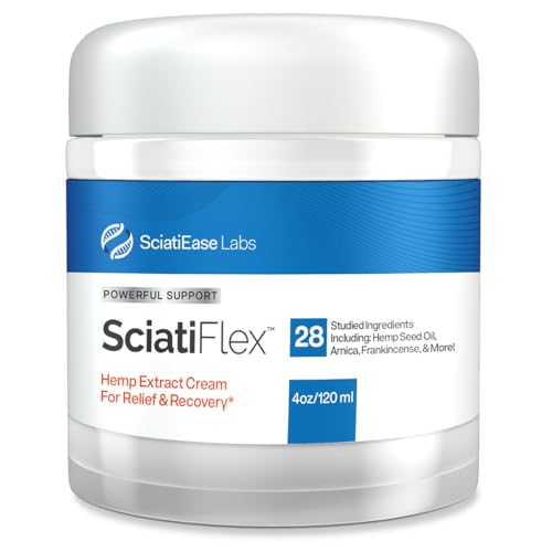 SciatiFlex Topical Sciatic Cream - Maximum Strength Hemp Cream with Arnica Extract Shea Butter & Aloe Vera - Help with Nerve Discomfort in Lower Back Hips Buttocks Legs & Feet - 4oz