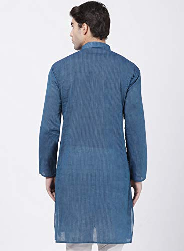 Image of VASTRAMAY Men's Royal Blue Pure Cotton Kurta